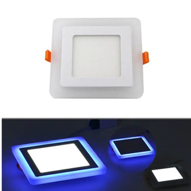 LED 천장 매입형 패널 라이트 패널 램프, 홈 장식, 원형 사각형 LED 패널 다운라이트, 파란색 + 흰색, 85-265V, 6W, 9W, 16W, 24W