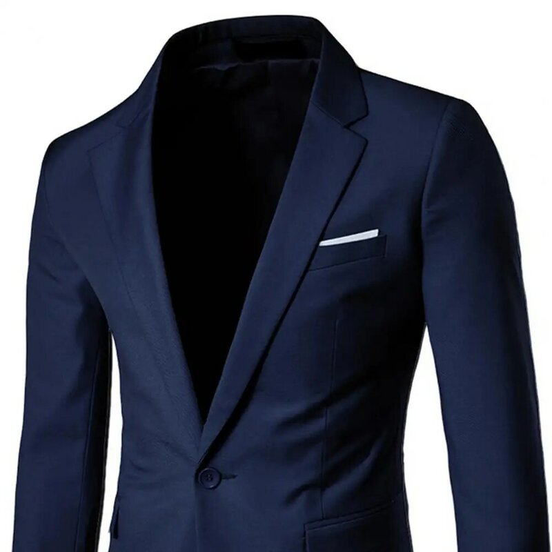 Conjunto de terno de ombro completo masculino, casaco justo, calça comprida com botão único, moda de trabalho elegante, lapela