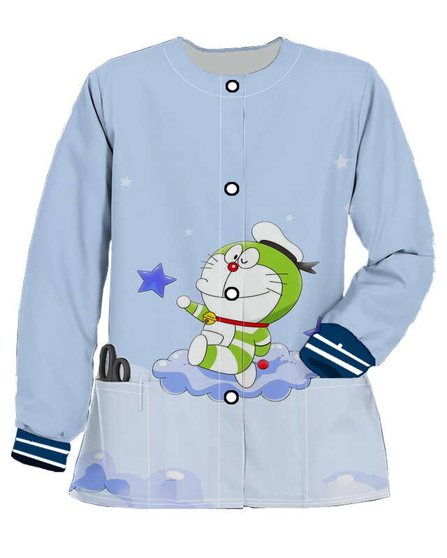 Cardigan de botão de desenho animado feminino com bolso, roupas japonesas Y2k, roupas femininas, jaqueta de manga comprida, enfermeira Outerwear, moda coreana
