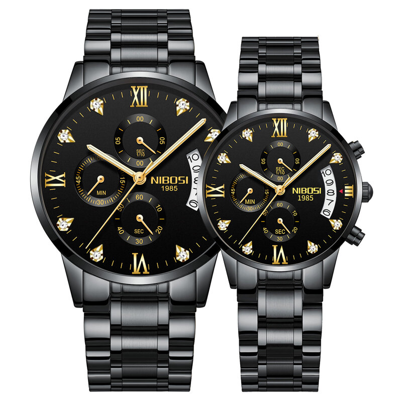 Часы для влюбленных NIBOSI 2024, модные водонепроницаемые кварцевые часы для мужчин и женщин, часы для пар, наручные часы для влюбленных, женские часы