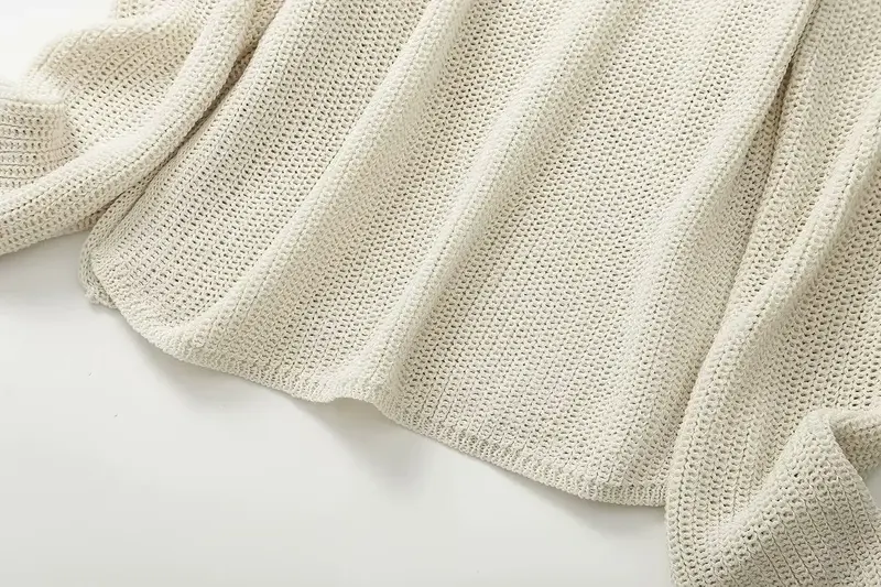 Suéter feminino solto casual de malha, retrô com gola em O, pulôver feminino de manga comprida, blusa chique, nova moda, outono, 2023