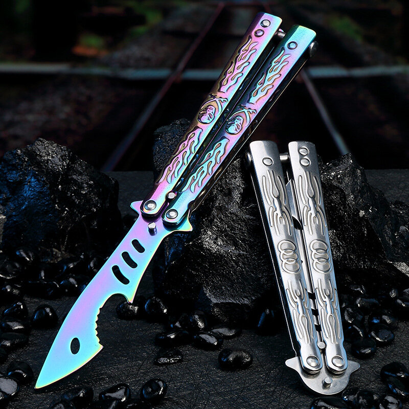 23CM Butterfly Comb Knife Valorant Games Peripheral Portable Letter Opener Sword Balisong for Training Tool Metal Craft Toys