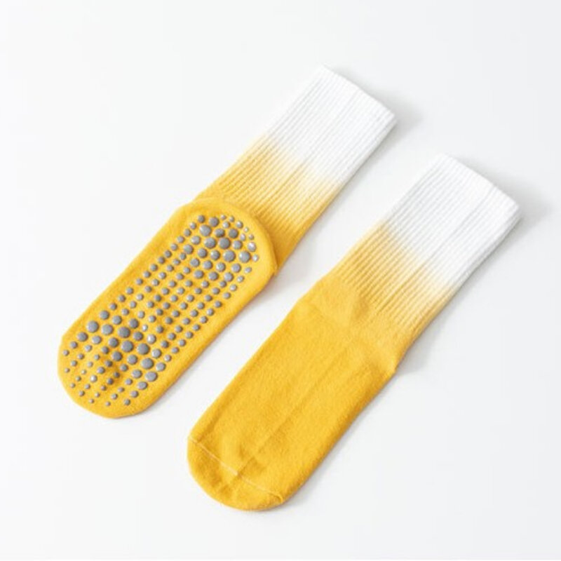 Dip Dye-Calcetines antideslizantes de algodón para Yoga, medias transpirables de media pantorrilla para Pilates, baile, invierno, Fitness, entrenamiento, deportes