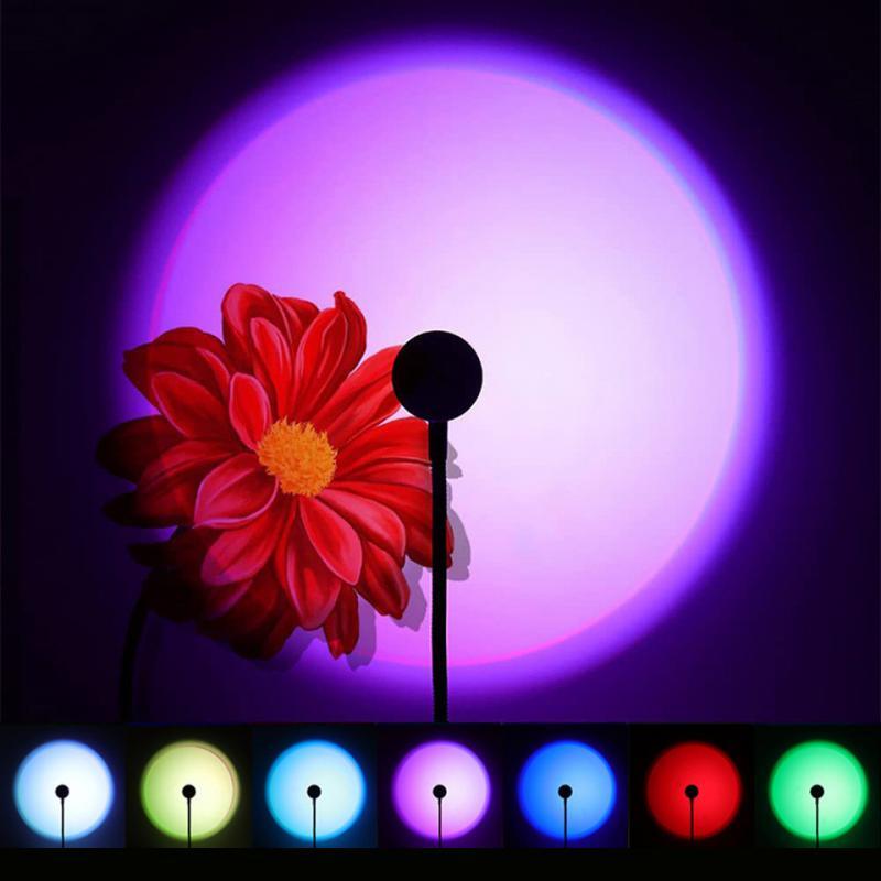 Lámpara de puesta de sol USB LED Rainbow Dawn, iluminación de mesa, lámpara de noche RGB portátil, atmósfera de decoración de habitación, lámpara de foto de proyector Ins