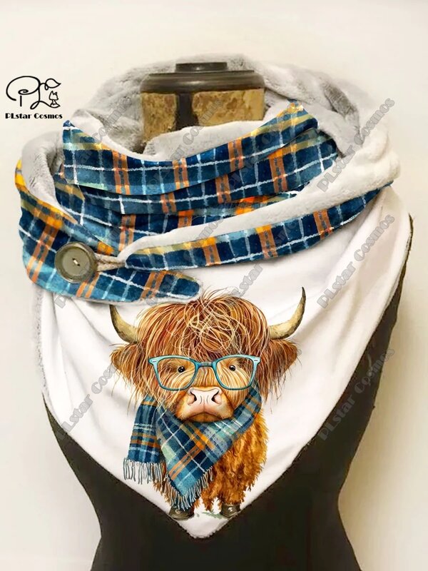 Теплый шарф-шаль с 3D-принтом животных, с рисунком лошади и икры, весенний и зимний маленький треугольный шарф
