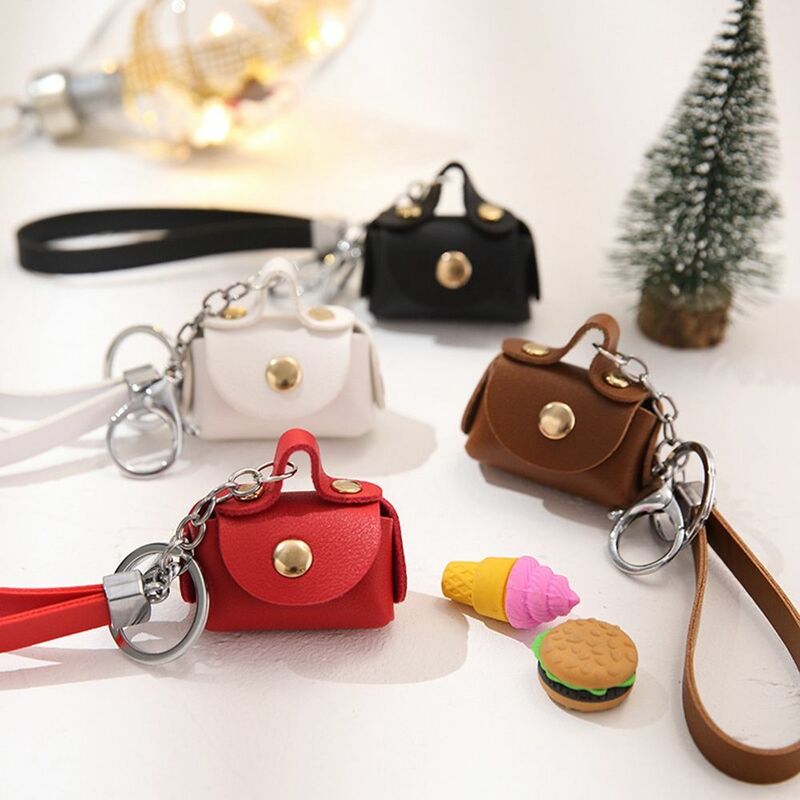 Kids Cute Leather Headphone Bag Mini Bag Storage Bag Korean Style Key Ring Bag Key Chains Bag Pendant Decoration Coin Purse