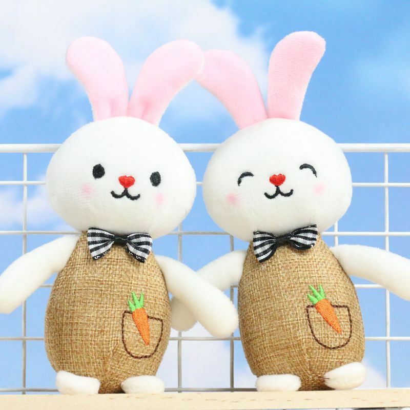 17cm niedlichen Cartoon Karotte Kaninchen Anhänger Schlüssel bund Plüsch tier kreative kleine Kaninchen Puppe Paar Puppe Kind Schult asche hängen Geschenk