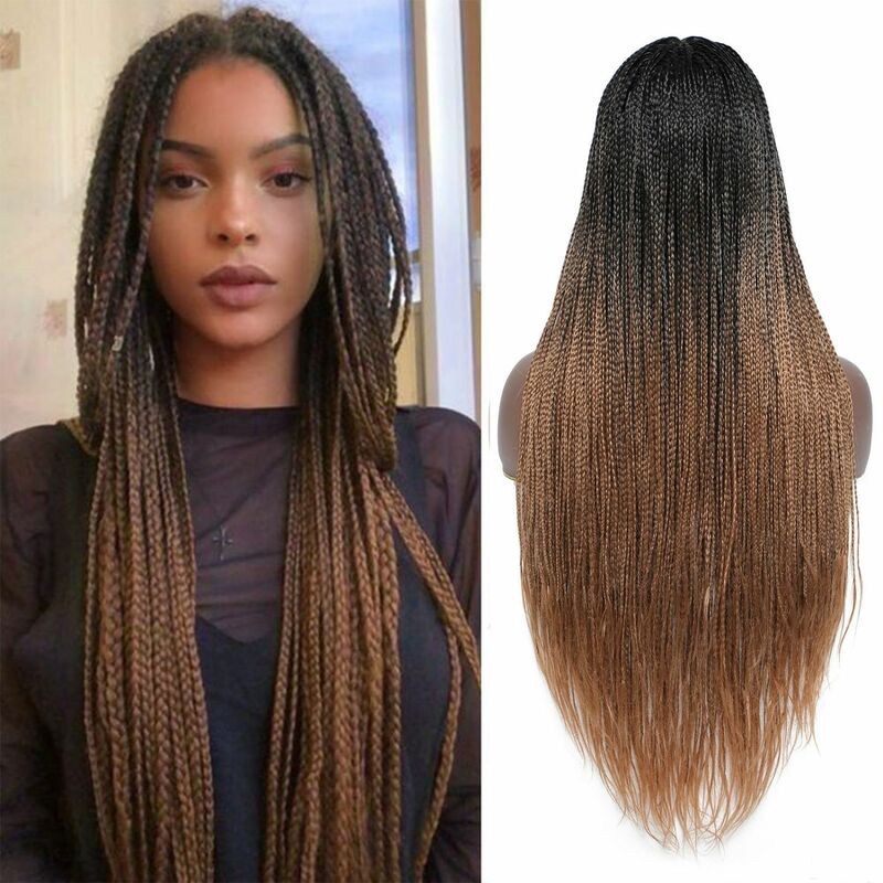 Caja de pelucas trenzadas para mujeres negras, nuevo cabello sintético largo de tres hebras, peluca trenzada de cabello Natural, peluca sin pegamento lista para usar.