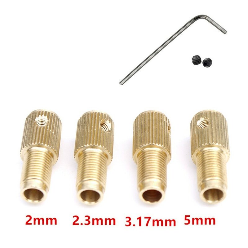 4Pcs L-shaped Small Wrench Self-tightening Mini Brass Drill Clamp Chuck Connecting Rod M8-2/2.3/3.17/5mm Power.Tools