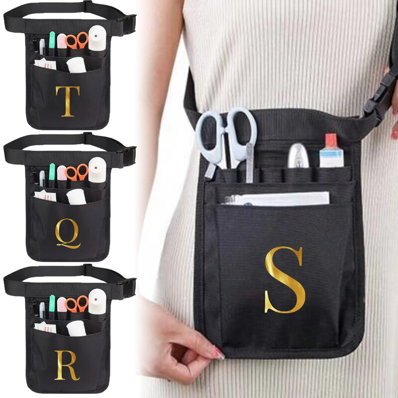医療用品収納バッグ、看護ベルトオーガナイザー、ユニバーサルマルチポケット、ワークウエストバッグ、レターパターンシリーズ