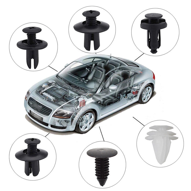 Auto Fastener Plastic Clips para Carros, Bumper Door, Trim Fitting, Desmontagem Tool, Remover Reter Rebites, 6 Tamanhos, 100Pcs