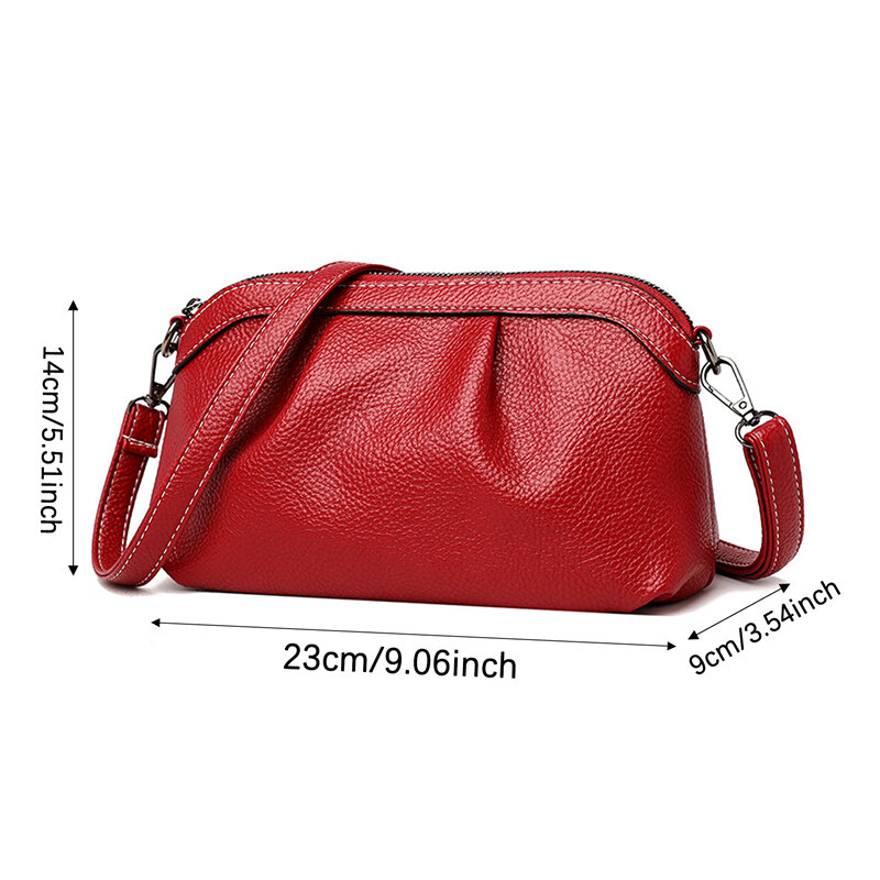 New Women Messenger Bag PU Leather High Quality Small Hobos Bags Daily Casual Lady Shoulder Bag Ruched Design Crossbody Bags