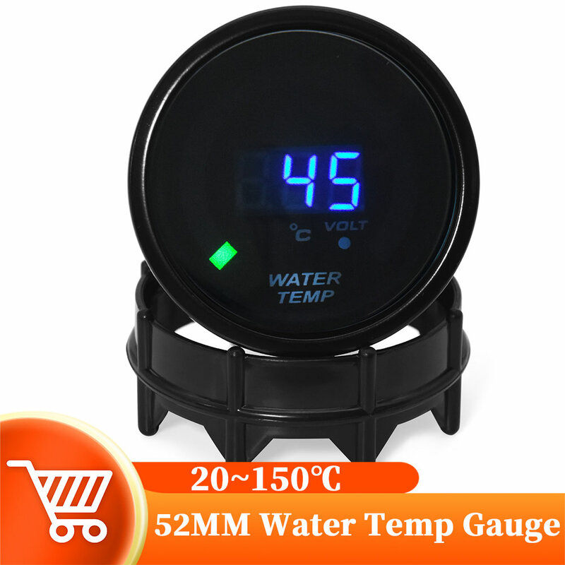 52mm Digitale Wasser Temprature Gauge Mit 1/8NPT Sensor 20 ~ 150 Celsius Wasser Temp Meter Halter Tasse für Auto Racing 12V