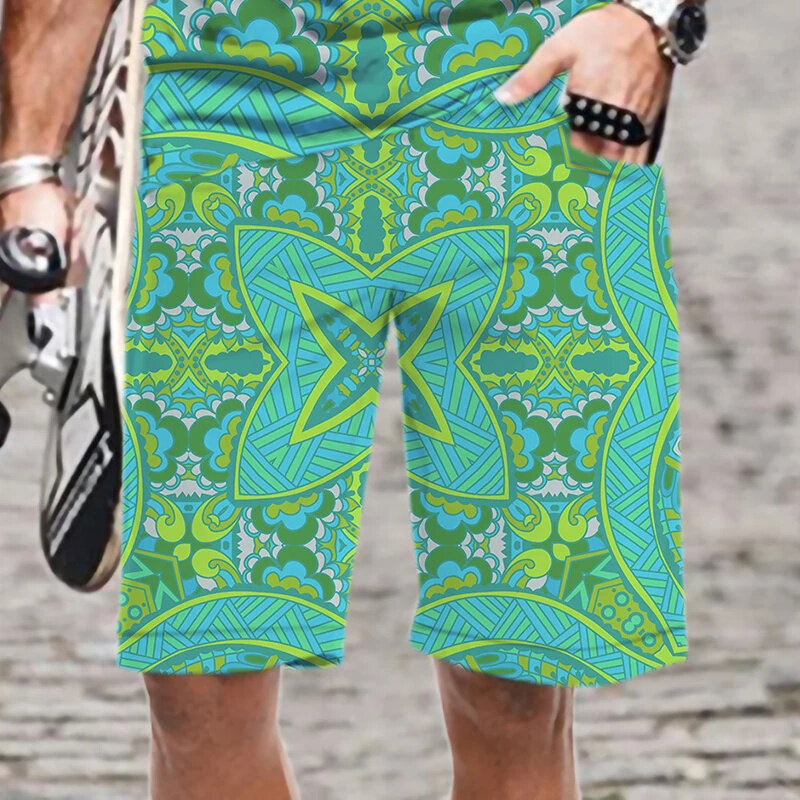 Шорты мужские пляжные в стиле Харадзюку, винтажные штаны для плавания с 3D этническим экзотическим принтом, модная крутая уличная одежда, Шорты Для магистралей