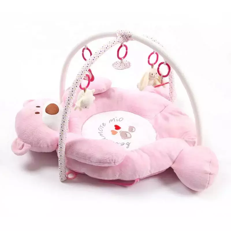 Gimnasio con diseño de oso de peluche para bebé, con sonajeros en las manos, centro de actividades infantiles