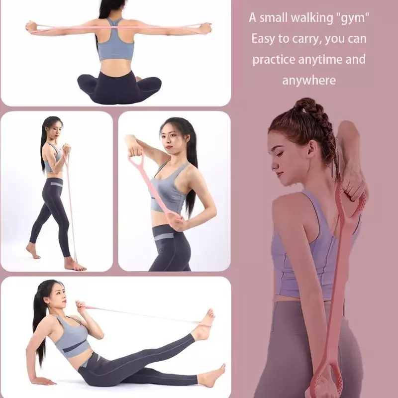 Эластичный ремень для йоги, 8 фигурок, натяжитель, инструмент для йоги, открытая спина, тренировка плеч, Йога, растягивание, стрейч, ремень для тренировок