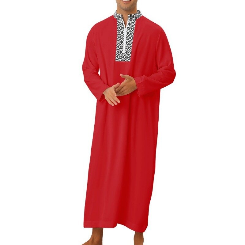 2023 Dubai longgar jubah saku ritsleting kemeja panjang mode Muslim set pakaian pria Thobe Arab Saudi Abaya Islam Pakistan kaftan