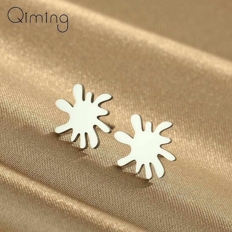 Stainless Steel Silver Water Droplet Stud Earrings For Women Minimalist Jewelry Geometric Earrings Gift