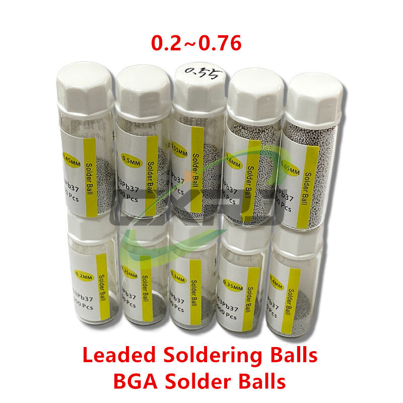 1 bottiglia Reballing Balls (0.2 0.25 0.3 0.35 0.4 0.45 0.5 0.55 0.6 0.65) BGA LeadSolder Ball strumenti di riparazione per rilavorazione BGA con piombo