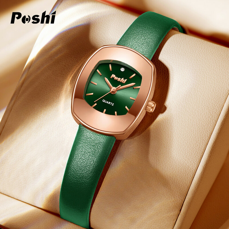 POSHI-reloj de cuarzo Original para mujer, pulsera informal a la moda, con correa de cuero, regalo