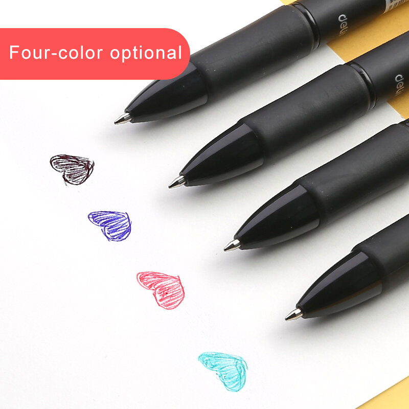 Deli-Stylo à bille multifonction, stylos à bille rétractables, écriture de marqueurs, papeterie scolaire, 4 en 1, 0.7mm