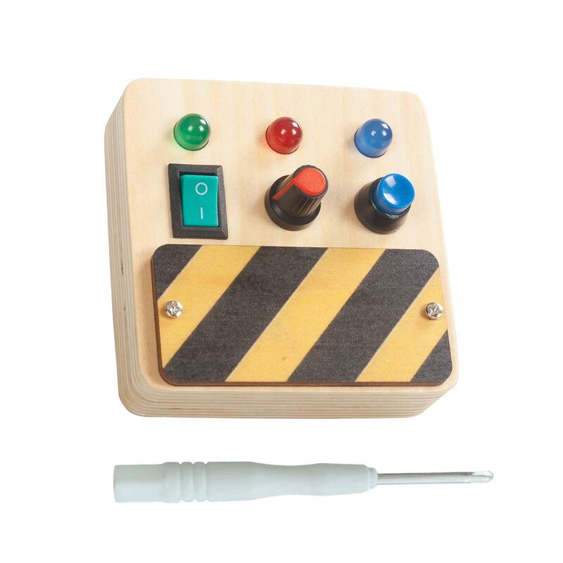 Tablero sensorial de madera Montessori para niños, interruptor de luces, juguete de aprendizaje para fiesta