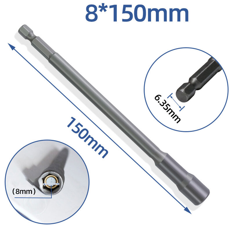 1Pc Socket 150mm Hexagon Nut Driver Drill Bit Adapter 6-19mm For Electric Wrench Extension Sleeve Car Repair Manual Tools