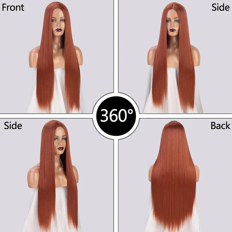 32" Long Straight Synthetic Hair Wigs Small Lace Front Wigs Cosplay Party Wigs