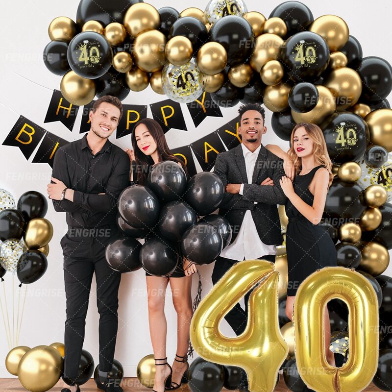 40th latar belakang Ulang Tahun spanduk latar belakang untuk pria wanita balon tirai pintu 40 tahun ulang tahun 40 dekorasi pesta ulang tahun