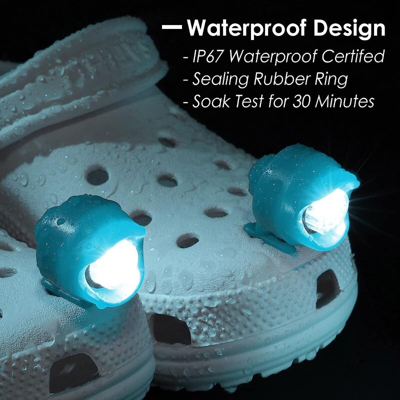 2 buah lampu depan untuk Croc lampu kecil mode sepatu pesona bakiak sandal sepatu dekorasi berlari berkemah Aksesori sepatu lucu