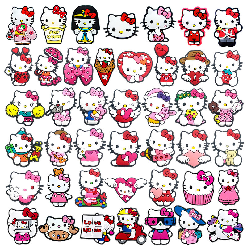 MINISO-Hello Kitty Sanrio Gato Dos Desenhos Animados, Acessórios DIY Encantos Sapato, Tamancos Fivela, Sandálias, Decoração Pin, Presente do Kid, Menina, 1Pc