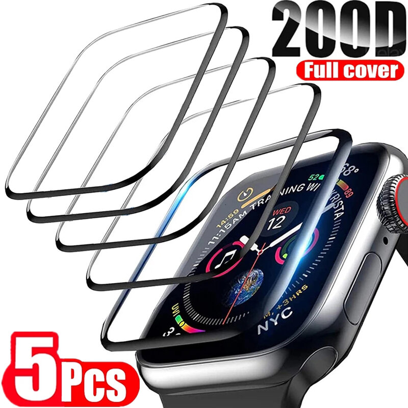 Protector de pantalla de 5 piezas para Apple Watch 7, 6, SE, 5, 9, 8, 40MM, 41MM, 42MM, 44MM, 45MM, 38MM, película de cerámica para IWatch Ultra 49MM, sin cristal