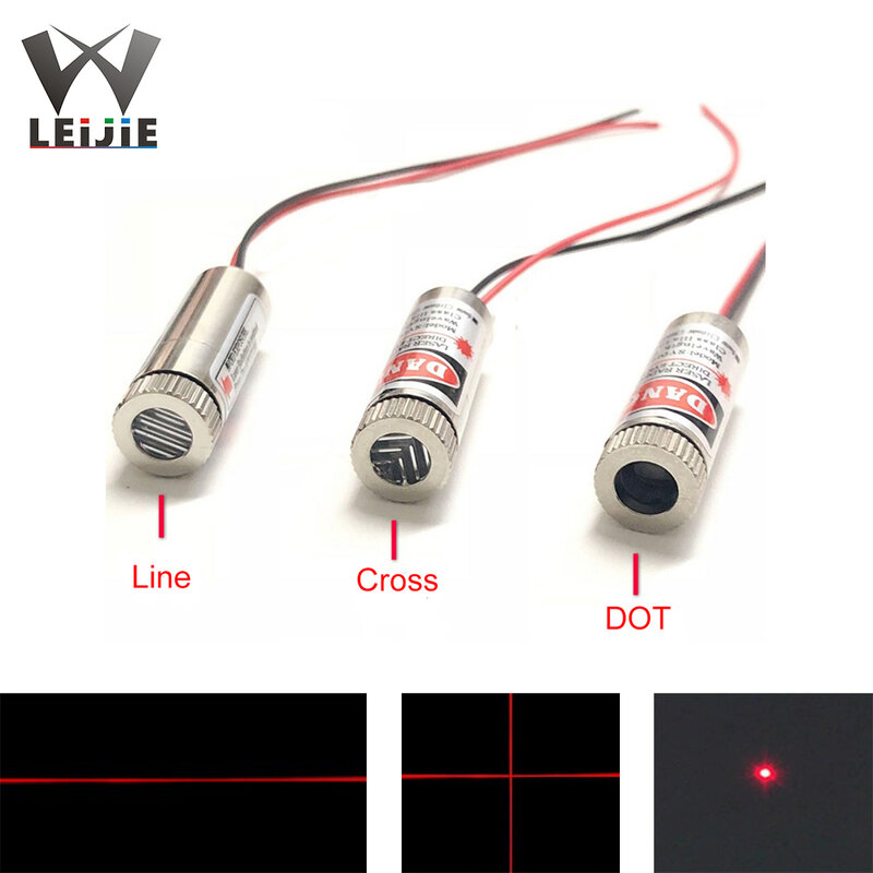 1 buah Dot/garis/silang 650nm 20mW 12x35mm modul Laser merah 3V-4.5V dapat disesuaikan modul LD LED 12mm industri