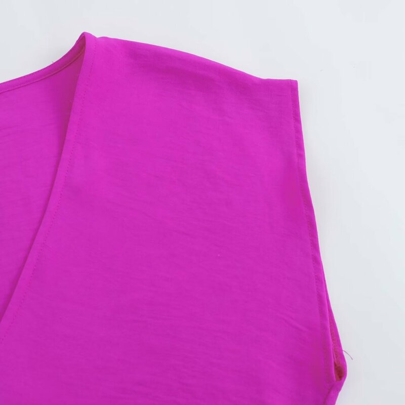 Women's 2024 New Temperament Fashion Joker Waist Fold Design Midi Dress Retro Sleeveless Women's Dress Vestidos Mujer
