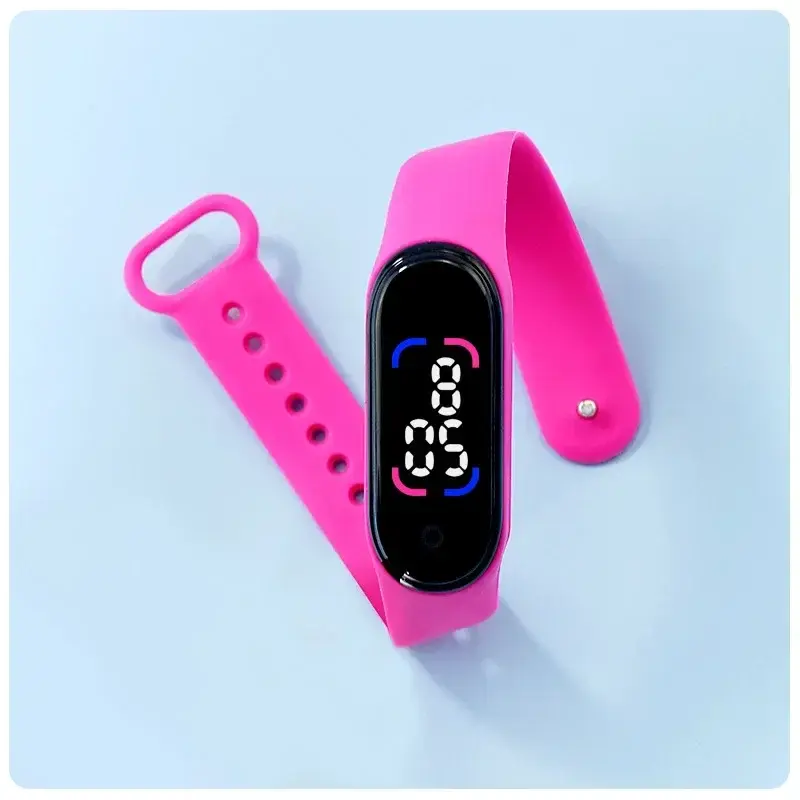 Jam tangan elektronik anak laki-laki perempuan, jam tangan gelang olahraga LED sentuh pintar tahan air untuk hadiah ulang tahun 2024