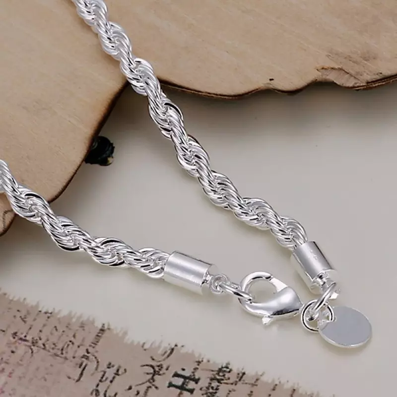 925 Посеребренная цепочка изысканный скрученный браслет модный шарм для женщин и мужчин однотонные Свадебные Милые простые модели ювелирные изделия