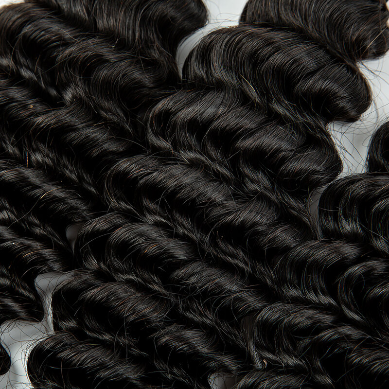 Bulk Deep Wave Hair Extension, cabelo preto para perucas, extensões de cabelo humano virgem, Hair Salon Supply, sem trama