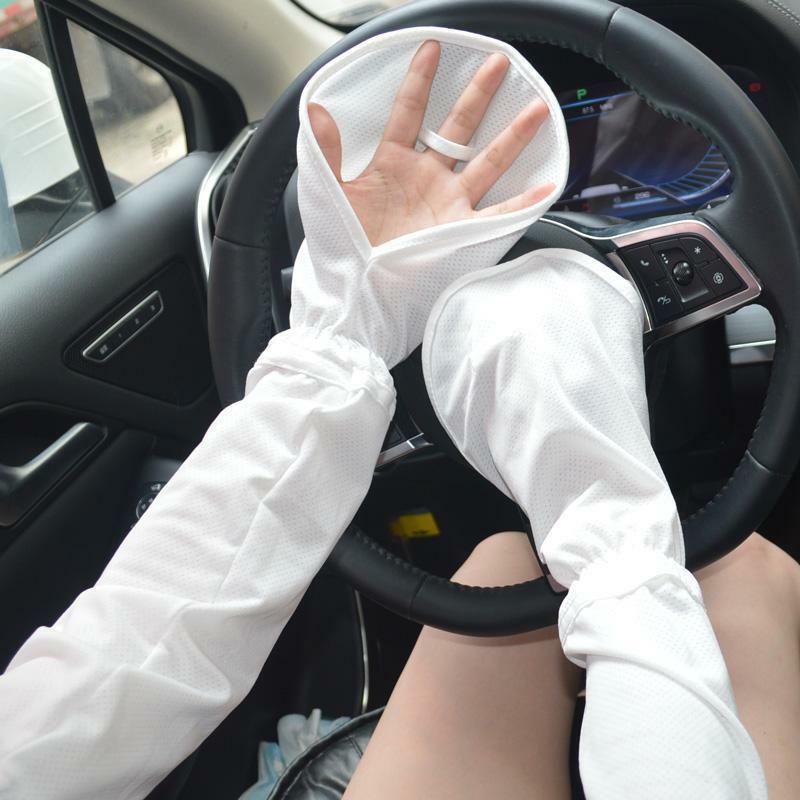 Manga de seda de hielo suelta para mujer, manga de protección UV de longitud larga, guante de brazo, protección solar de hielo, Verano