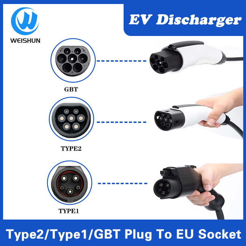 Enchufe de la UE para vehículos eléctricos, tipo 1, tipo 2, GBT, 16A, 3,5kw, adecuado para GBT, 220v, pícnic al aire libre, necesita soportes para automóviles V2L