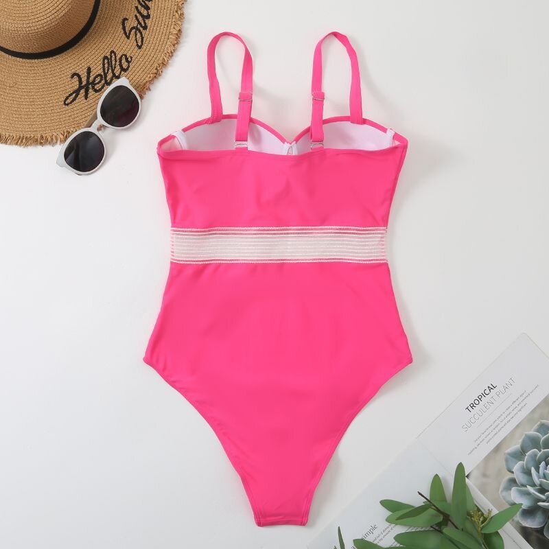 Sexy Hard-pack One-piece Bikini Women's Swimsuit High-slit Sling Tube Top Tight Casual Swimsuit Beachwear Without Steel Support