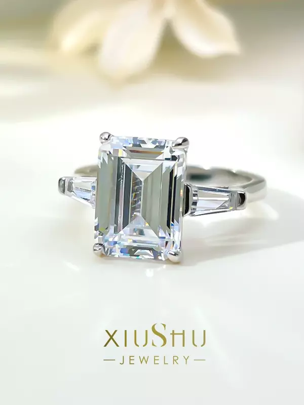 925 طقم خاتم فضة للنساء ، مستطيل ملون الماس ، اليشم قطع ، عالية الكربون الماس ، مناسبة ل المتخصصة ، الرغبة الموضة