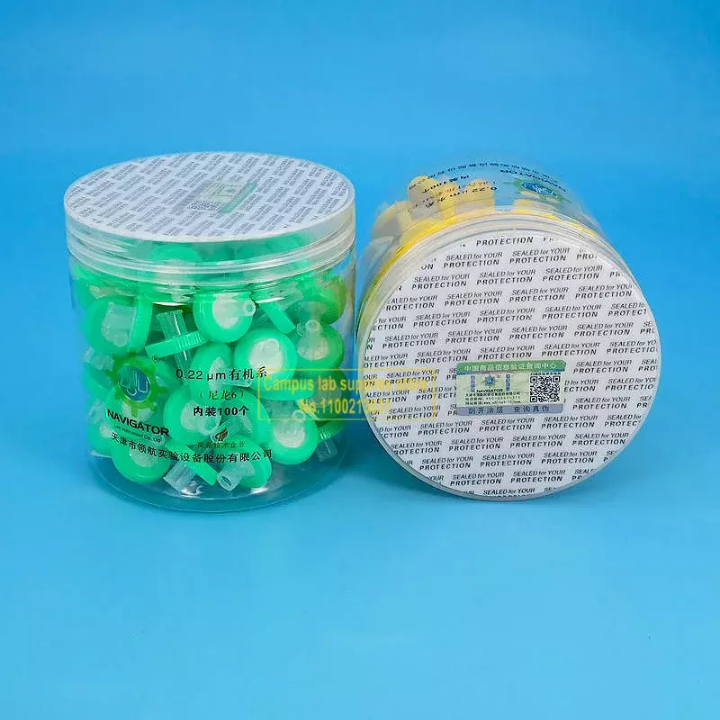 Filtro de jeringa de membrana de miliporo, equipo de laboratorio con filtro de aguja de 100 o 0.45um, MCE/Nailon/PTFE de 13mm/ 25mm, 0,22 unids/lote por caja