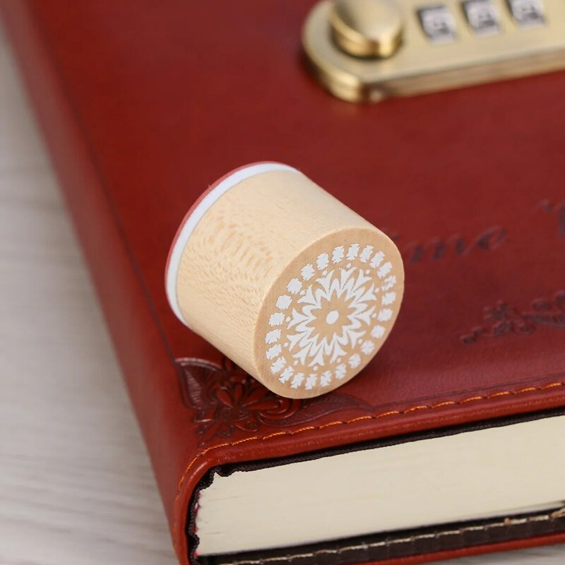 Circle Wooden Stamps Lace Pattern Seals Used for Christmas Gift Decoration Wooden Rubber Stamps ( -01)