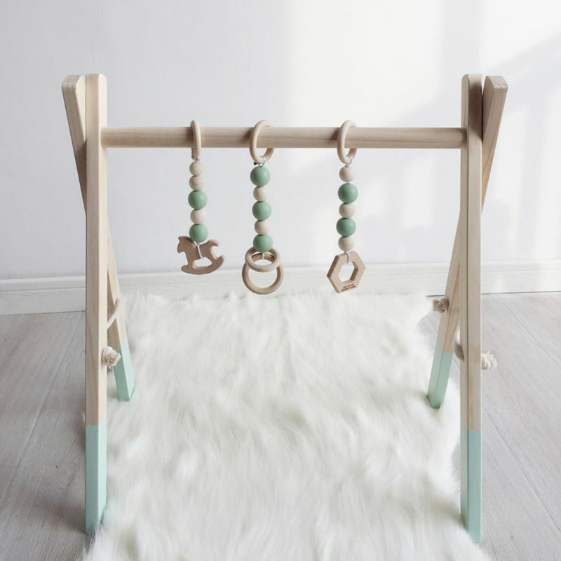 97BE Houten Fitnessrek Hangende Hangers Set Peuter Baby Gym Speelspeelgoed Decoraties