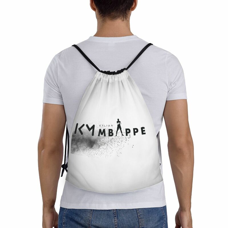 KM Mbappes-mochila con cordón de fútbol para hombre y mujer, bolsa de entrenamiento plegable, saco deportivo para gimnasio