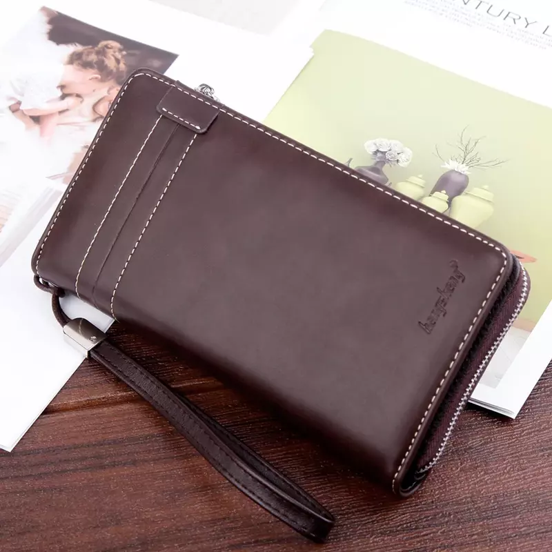Men's Long Wallet RetroSimplified Korean Version Multifunctional Driver's License Clutches Bag Large Capacity Phone Storage