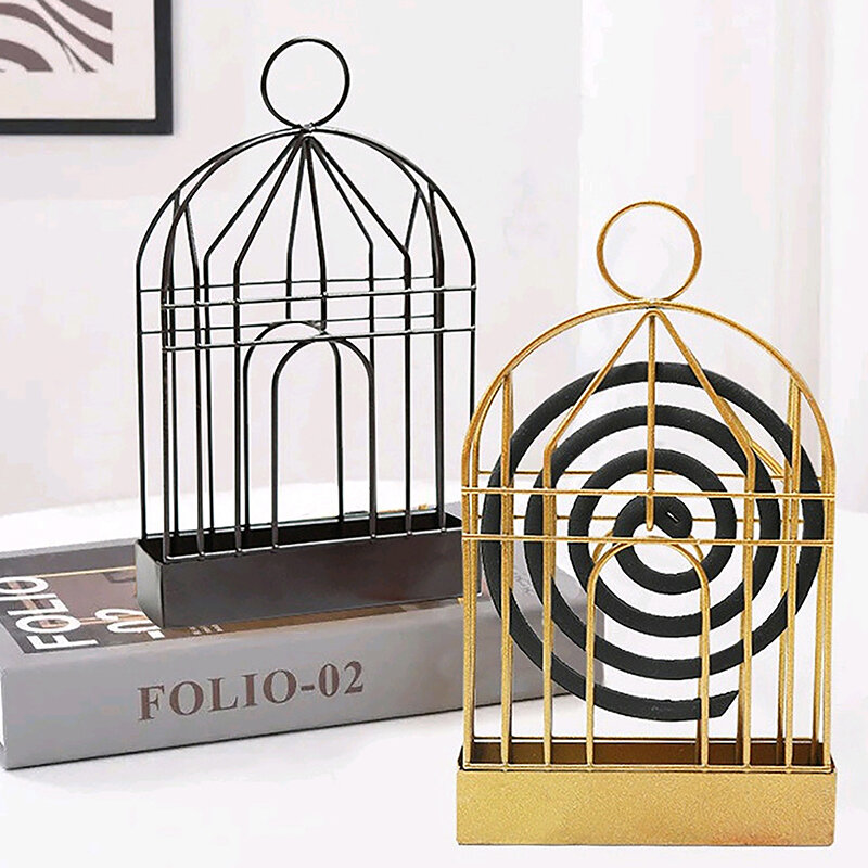 Wrought Iron Hanging Creative Birdcage Mosquito Coil Holder Household Fireproof Sandalwood Ash Box Mosquito Coil Incense Box