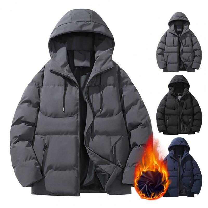 Abrigo de algodón con capucha para hombre, abrigo grueso acolchado con cremallera y bolsillos, cálido, a prueba de viento, retención de calor, Invierno