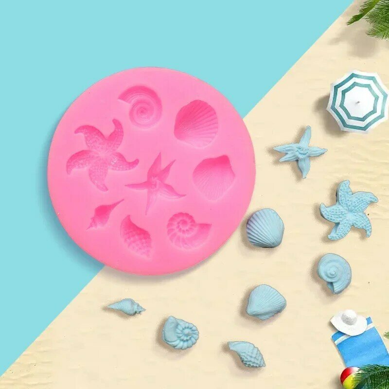 Cake Decorating Tools DIY Sea Creatures Conch Starfish Shell Shape Fondant Cake Candy Silicone Molds Creative DIY Chocolate Mold