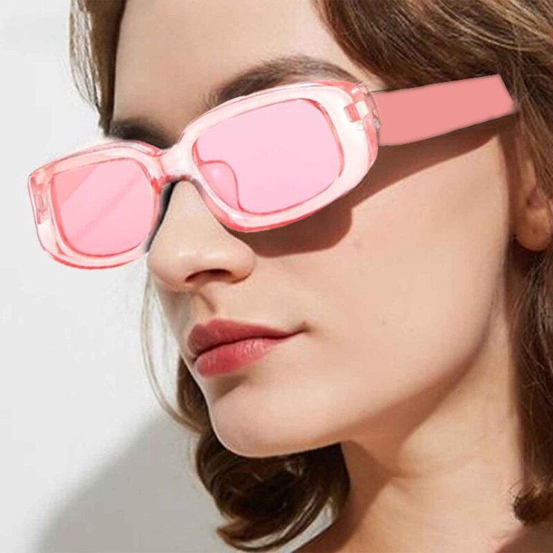 النظارات الشمسية مربع صغير Vintage للنساء ، ظلال مضادة Glare ، نظارات الدراجات المستطيل ، دائم ، UV400 ، نظارات الإناث